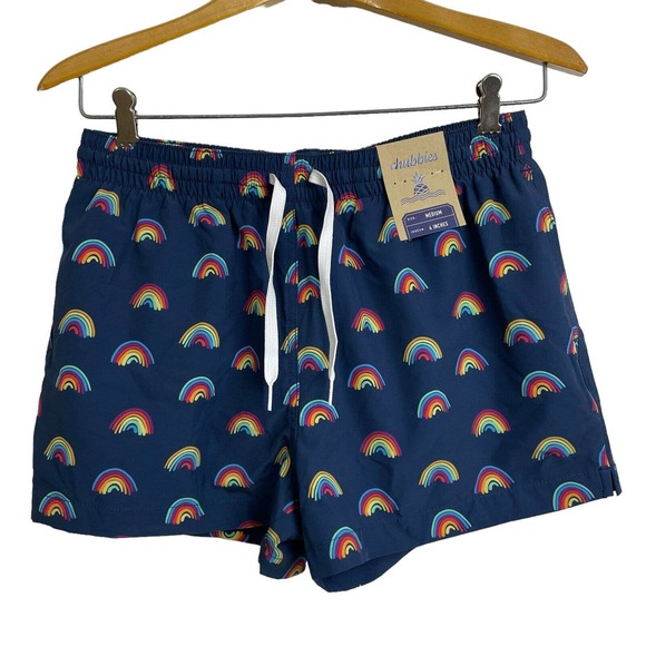 chubbies Other - Chubbies Swim Trunks Blue Yellow Beach Shortie Classic Rainbow Roads 4" Stretch